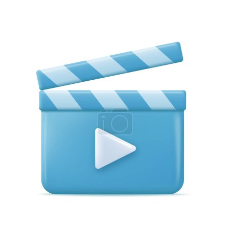 Illustration for Movie clapper board, film slate with play button. Vector illustration - Royalty Free Image