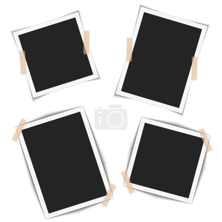 Set of vintage photo frame with adhesive tape. Vector illustration