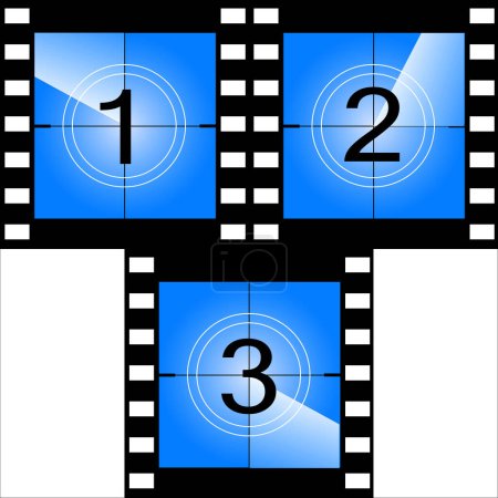 Illustration for A classic film countdown frame at the number one. Vector illustration. - Royalty Free Image