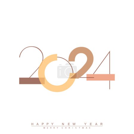 Illustration for 2024 classic Happy New Year design with unique and modern numbers. Vector illustration - Royalty Free Image