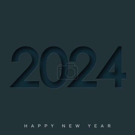 Ilustración de Feliz año nuevo 2024 diseño con números únicos. Diseño vectorial premium para cartel, pancarta, saludo y celebración de año nuevo 2024. Ilustración vectorial - Imagen libre de derechos