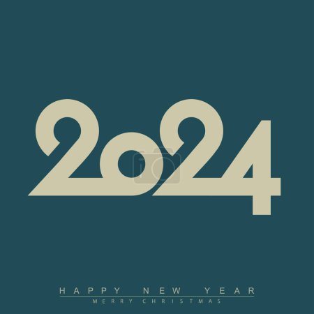 Ilustración de Feliz año nuevo 2024 diseño con números únicos. Diseño vectorial premium para cartel, pancarta, saludo y celebración de año nuevo 2024. Ilustración vectorial - Imagen libre de derechos