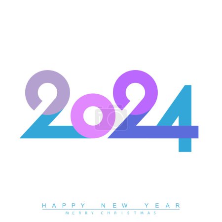 Illustration for Happy new year 2024 design with unique numbers. Premium vector design for poster, banner, greeting and new year 2024 celebration. Vector illustration - Royalty Free Image