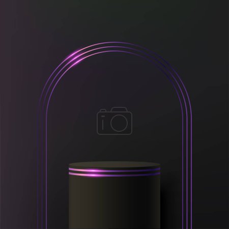 Photo for 3d dark purple color podium and minimal dark purple wall scene. 3d podium minimal abstract background. Vector illustration - Royalty Free Image