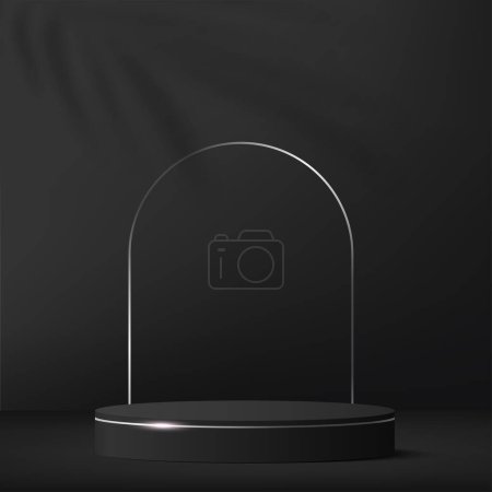 Photo for Modern black and silver cylinder pedestal podium. Cosmetic banner display. Vector illustration - Royalty Free Image