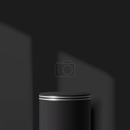 Photo for 3d black color podium and minimal black color wall scene. 3d podium minimal abstract background. Vector illustration - Royalty Free Image