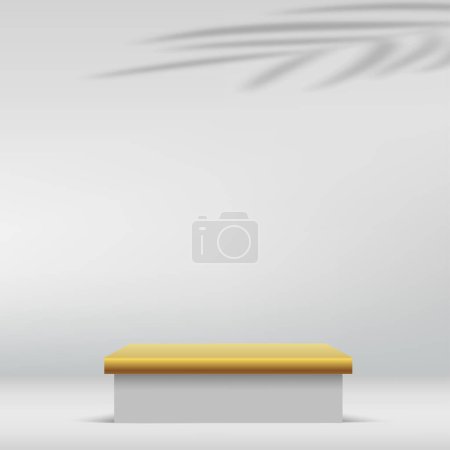 Moderno podio pedestal de cilindro blanco y dorado. Exhibición cosmética de la bandera. Ilustración vectorial