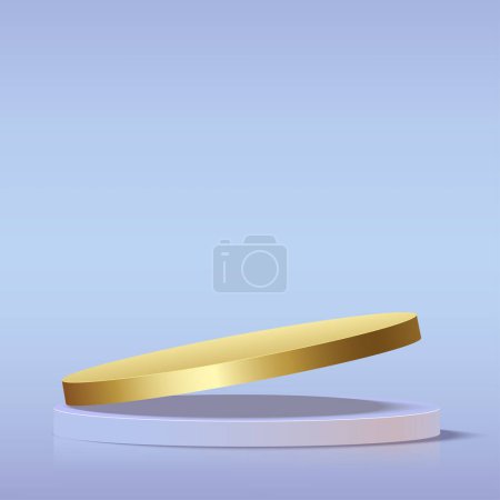 Photo for Modern blue and gold pedestal podium. Cosmetic banner display. Vector illustration - Royalty Free Image