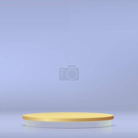 Photo for Modern blue and gold pedestal podium. Cosmetic banner display. Vector illustration - Royalty Free Image