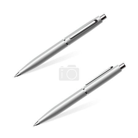 Photo for Silver metallic pen isolated on white background. Vector. - Royalty Free Image