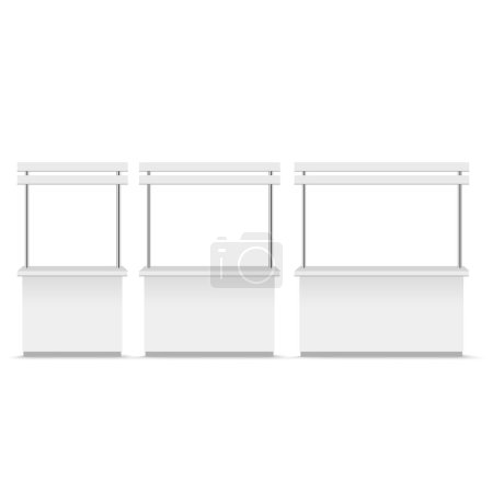 Photo for White blank advertising POS POI PVC Promotion counter booth. Vector illustration - Royalty Free Image