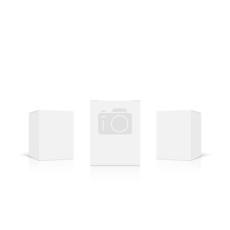 Photo for Realistic white box packaging isolated on white background. Vector illustration - Royalty Free Image
