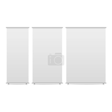 Photo for Vertical roll up banner stand isolated on white background. Vector illustration - Royalty Free Image