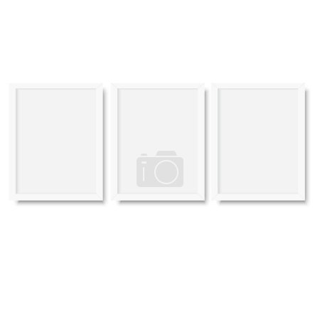 Photo for 3D white picture frame design. Vector illustration - Royalty Free Image