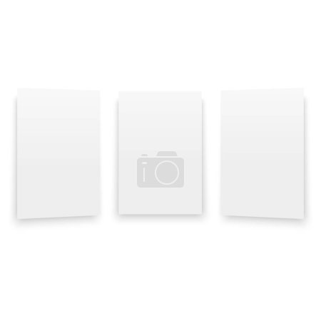 Photo for Three empty white vertical A4 poster or business card mockup. Vector illustration - Royalty Free Image