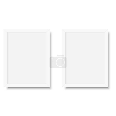 Photo for White blank picture frame, realistic vertical picture frame. Vector illustration - Royalty Free Image