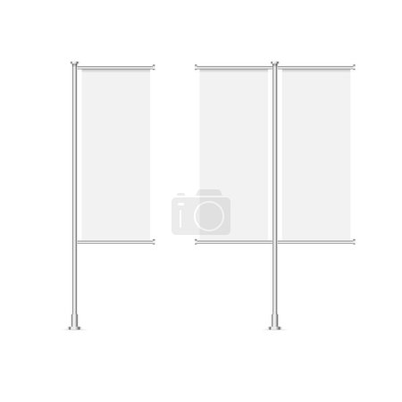 Photo for White blank pole banner advertisement flag mockup. Vector illustration - Royalty Free Image