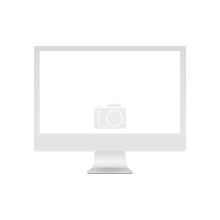Photo for White computer monitor mockup with blank screen - front view. Vecto illustration - Royalty Free Image