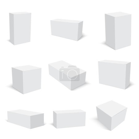 Photo for Realistic white box packaging isolated on white background. Vector illustration - Royalty Free Image