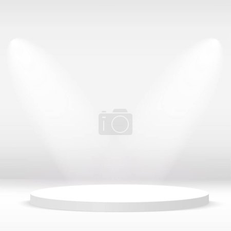 Photo for White podium or pedestal with spotlight. Vector illustration - Royalty Free Image