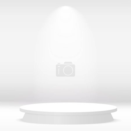 podium blanc ou piédestal avec projecteur. Illustration vectorielle