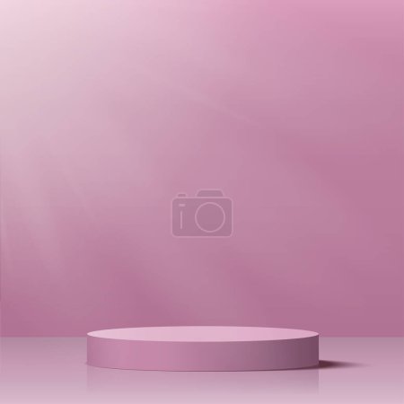 Photo for Pink podium or pedestal with spotlight. Vector illustration - Royalty Free Image