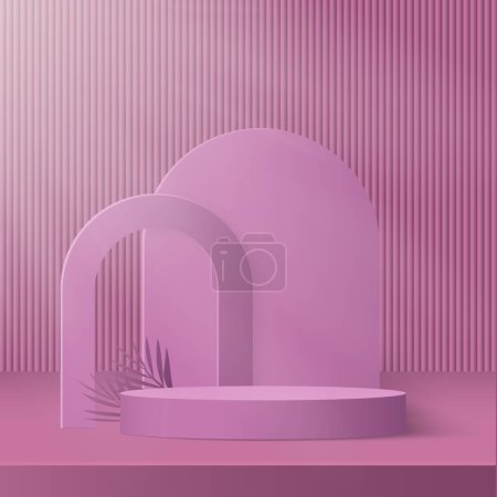 Photo for Pink podium or pedestal with spotlight. Vector illustration - Royalty Free Image