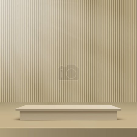 3d cream color podium and minimal cream color wall scene. 3d podium minimal abstract background. Vector illustration