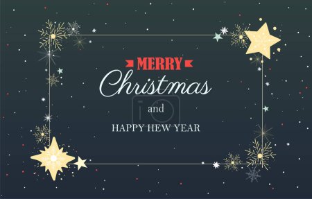 Illustration for Christmas design, background, poster. Merry Christmas frame with christmas elements. Dark background - Royalty Free Image