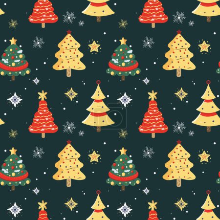 Illustration for Winter seamless pattern with christmas trees. Christmas vector pattern. Winter card design. - Royalty Free Image