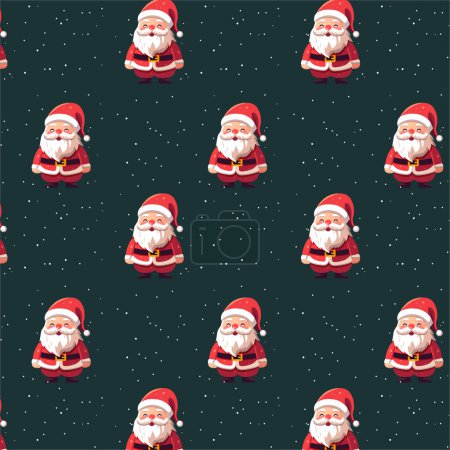Ilustración de Patrón sin costuras de invierno con Santa Claus. Patrón vectorial Navidad. Fondo de invierno - Imagen libre de derechos