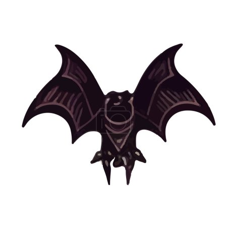 Illustration for Halloween element bat. Hand drawn vector illustration. Perfect for scrapbooking, card, invitation, poster, sticker kit. - Royalty Free Image