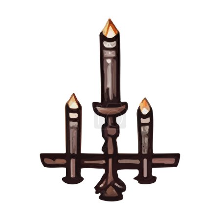 Illustration for Halloween element candlestick. Hand drawn vector candles. Perfect for scrapbooking, card, invitation, poster, sticker kit. - Royalty Free Image