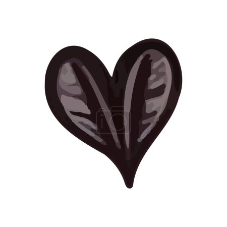 Illustration for Halloween element black heart. Hand drawn vector heart. Perfect for scrapbooking, card, invitation, poster, sticker kit. - Royalty Free Image