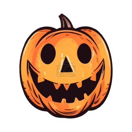 Illustration for Halloween element pumpkin. Hand drawn vector illustration. Perfect for scrapbooking, card, invitation, poster, sticker kit. - Royalty Free Image