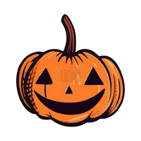 Illustration for Halloween element pumpkin. Hand drawn vector illustration. Perfect for scrapbooking, card, invitation, poster, sticker kit. - Royalty Free Image
