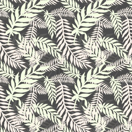 Ilustración de Patrón vectorial con hojas tropicales. Fondo botánico, patrón inconsútil del vector. - Imagen libre de derechos