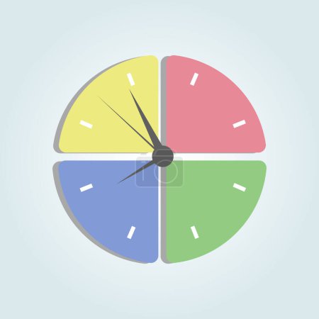 Illustration for Vector illustration of kids colorful clock. Simple clock. Isolated on a white background. - Royalty Free Image