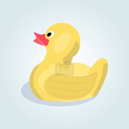 Illustration for Cartoon cute ducky. Yellow rubber duck for bath. Flat vector illustration. - Royalty Free Image