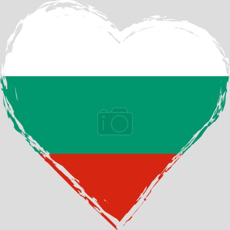 Illustration for Bulgaria flag in heart shape brushstroke. Bulgarian flag heart. Vector brush stroke flag, symbol. - Royalty Free Image