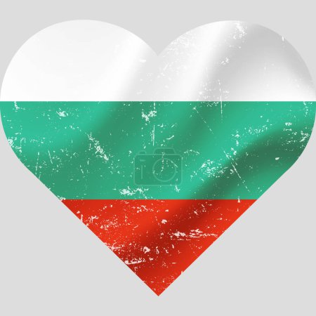 Illustration for Bulgaria flag in heart shape grunge vintage. Bulgarian flag heart. Vector flag, symbol. - Royalty Free Image