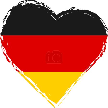 Ilustración de Bandera de Alemania en forma de corazón pincelada grunge. Bandera Alemana Corazón. Pincelada vectorial bandera, símbolo. - Imagen libre de derechos