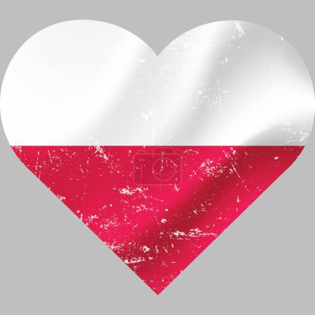 Ilustración de Polonia Bandera en forma de corazón grunge vintage. Corazón bandera polaca. Bandera vectorial, símbolo. - Imagen libre de derechos