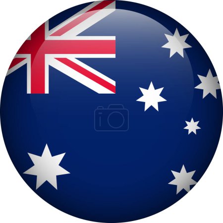 Ilustración de Botón bandera de Australia. Emblema de Australia. Bandera vectorial, símbolo. Colores y proporción correctamente. - Imagen libre de derechos