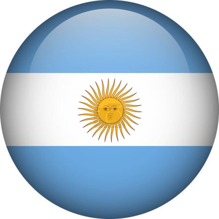 Illustration for Argentina flag button. Emblem of Argentina. Vector flag, symbol. Colors and proportion correctly. - Royalty Free Image
