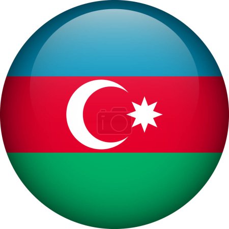 Ilustración de Botón bandera de Azerbaiyán. Emblema de Azerbaiyán. Bandera vectorial, símbolo. Colores y proporción correctamente. - Imagen libre de derechos
