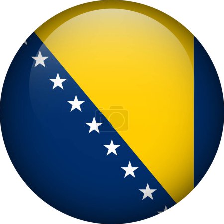 Ilustración de Botón bandera de Bosnia y Herzegovina. Bandera redonda de Bosnia y Herzegovina. Bandera vectorial, símbolo. Colores y proporción correctamente. - Imagen libre de derechos