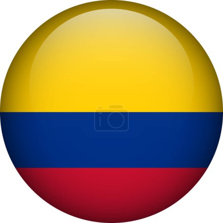 Illustration for Colombia flag button. Emblem of Colombia. Vector flag, symbol. Colors and proportion correctly. - Royalty Free Image