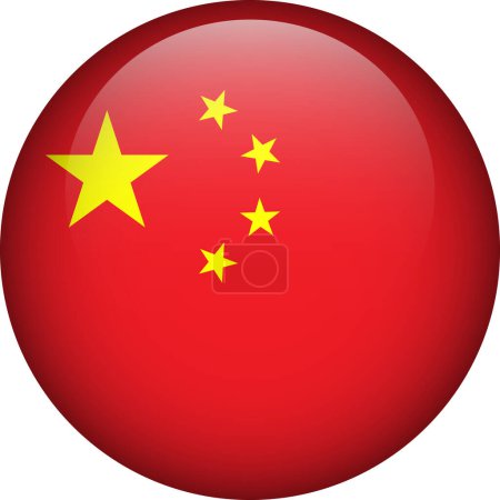 Ilustración de Botón de bandera china. Emblema de China. Bandera vectorial, símbolo. Colores y proporción correctamente. - Imagen libre de derechos