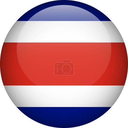 Illustration for Costa Rica flag button. Round flag of Costa Rica. Vector flag, symbol. Colors and proportion correctly. - Royalty Free Image